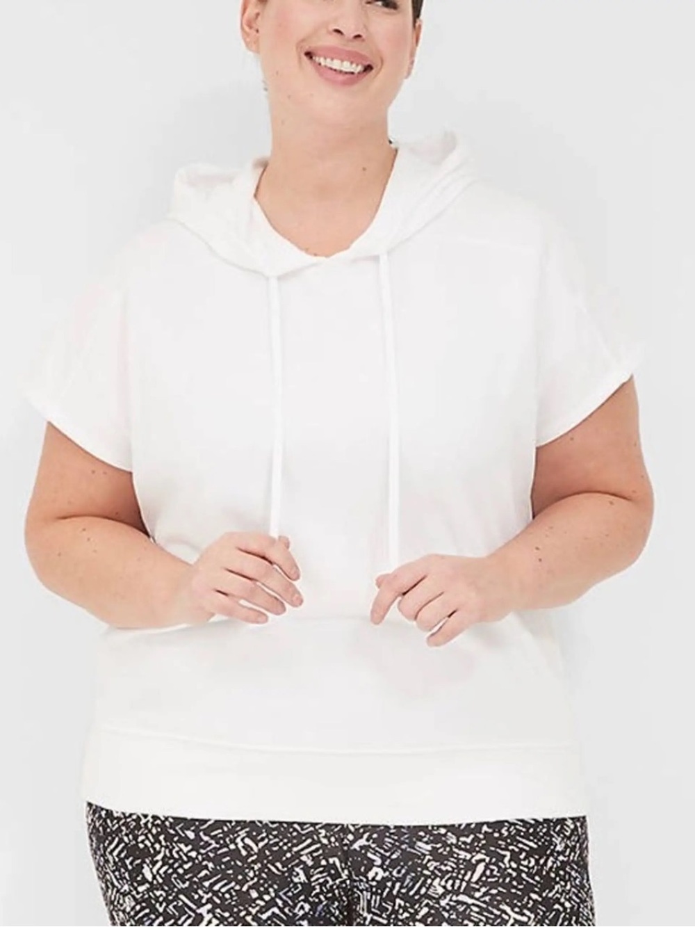Lane Bryant White Short-Sleeve Hoodie